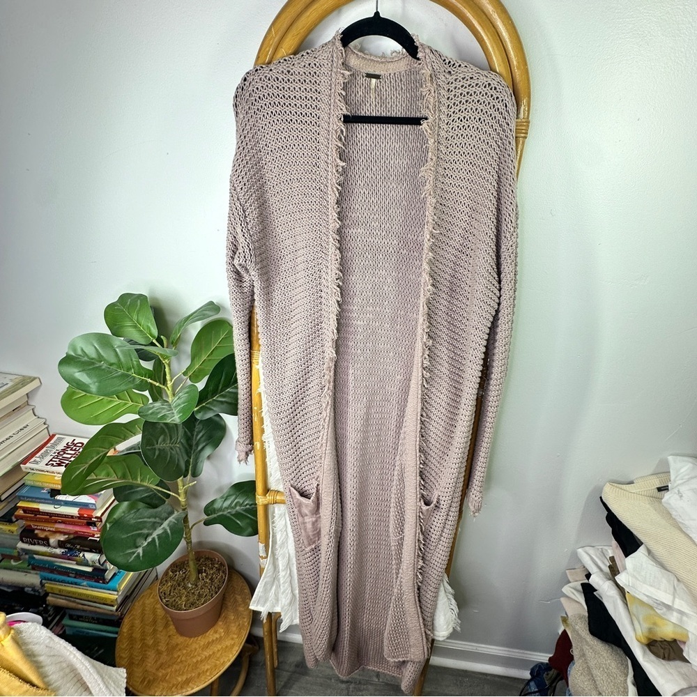Free People Mauve Cable Knit Long Cardigan sz S